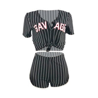 Load image into Gallery viewer, 2 Pieces Set Women Sports Letters Print Striped Wholesale 15999433

