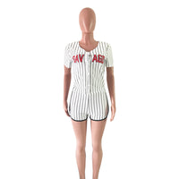 Load image into Gallery viewer, 2 Pieces Set Women Sports Letters Print Striped Wholesale 15999433
