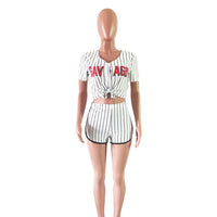 Load image into Gallery viewer, 2 Pieces Set Women Sports Letters Print Striped Wholesale 15999433
