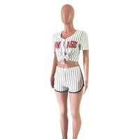 Load image into Gallery viewer, 2 Pieces Set Women Sports Letters Print Striped Wholesale 15999433
