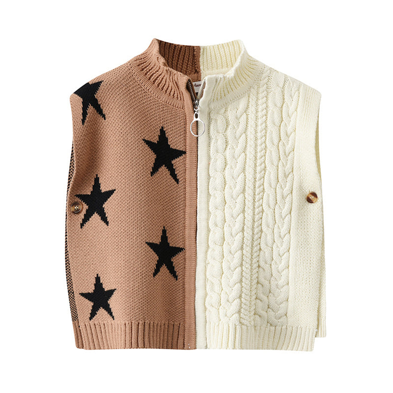 Baby Kid Unisex Striped Star Crochet Jackets Outwears Vests Waistcoats Wholesale 16419569