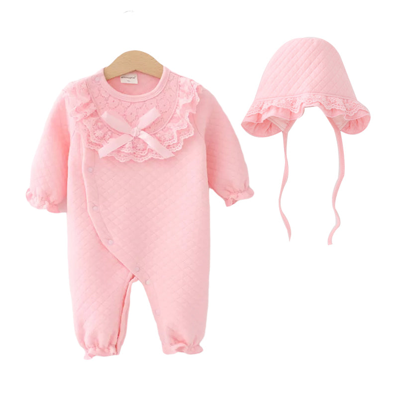2 Pieces Set Baby Girls Solid Color Bow Jumpsuits Wholesale 175010801