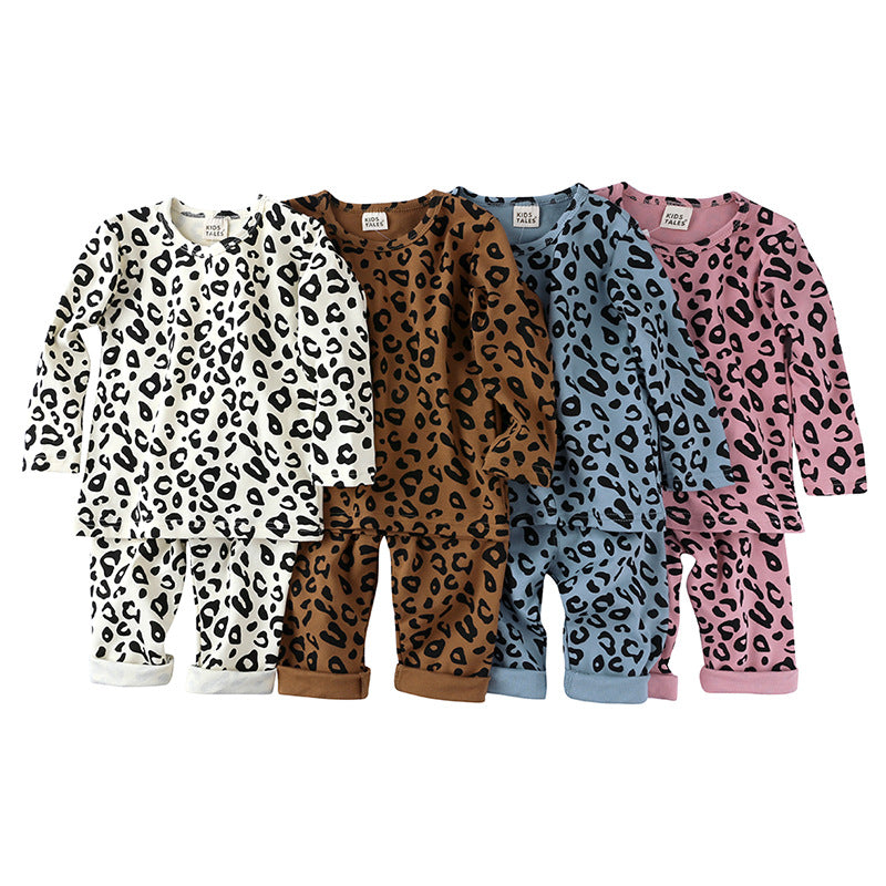 2 Pieces Set Baby Kid Unisex Leopard Print Tops And Pants Wholesale 23011007