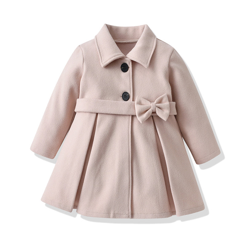 Baby Kid Girls Solid Color Bow Coats Jackets Outwears Wholesale 18779290