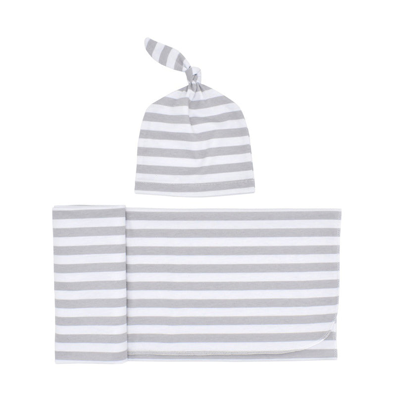 1 Pack Baby Stripe Swaddles Blanket With Hat Set Wholesale 69394683