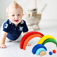 Load image into Gallery viewer, 1 Pack Wooden Arched Rainbow Blocks Wholesale 91603310

