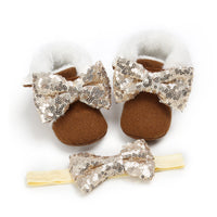 Load image into Gallery viewer, 2 Pieces Baby Girls Bow Shoes And Accessories Headwear Wholesale 88687553
