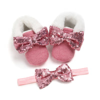 Load image into Gallery viewer, 2 Pieces Baby Girls Bow Shoes And Accessories Headwear Wholesale 88687553
