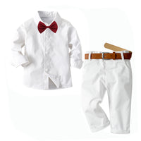Load image into Gallery viewer, 2 Pieces Set Baby Kid Boys Bow Shirts And Solid Color Pants Wholesale 221214194
