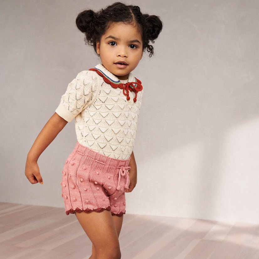 Baby Kid Girls Color-blocking Crochet Knitwear Shorts Wholesale 22081145