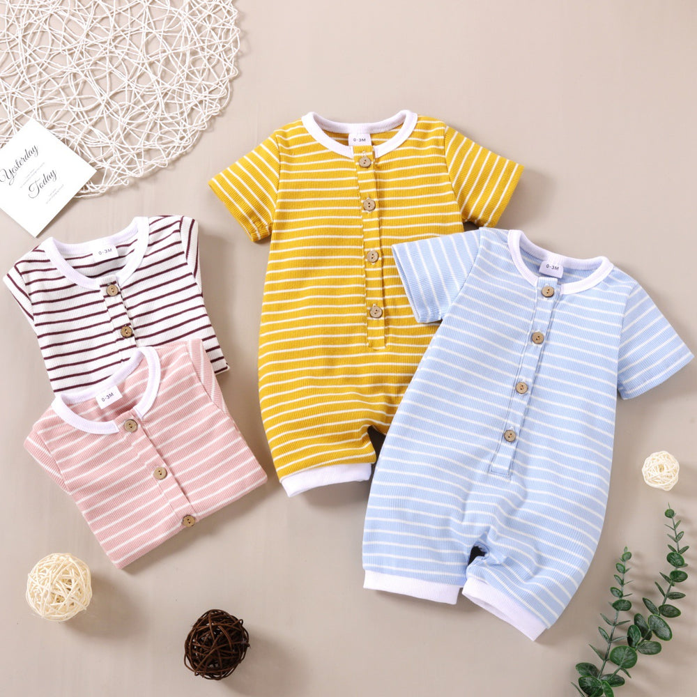 Baby Unisex Striped Rompers Glasses Wholesale 23022212