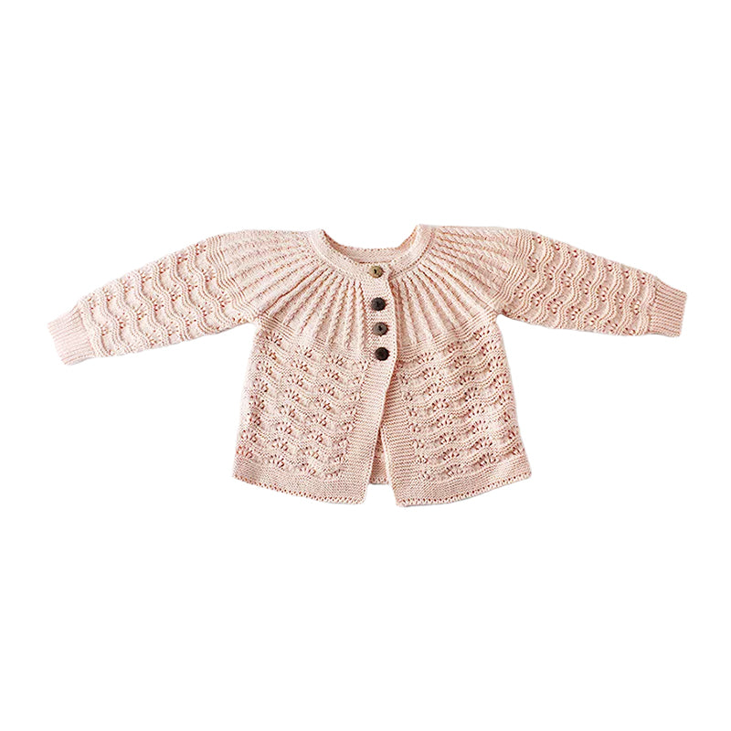 Baby Girls Solid Color Crochet Cardigan Rompers Wholesale 211116274