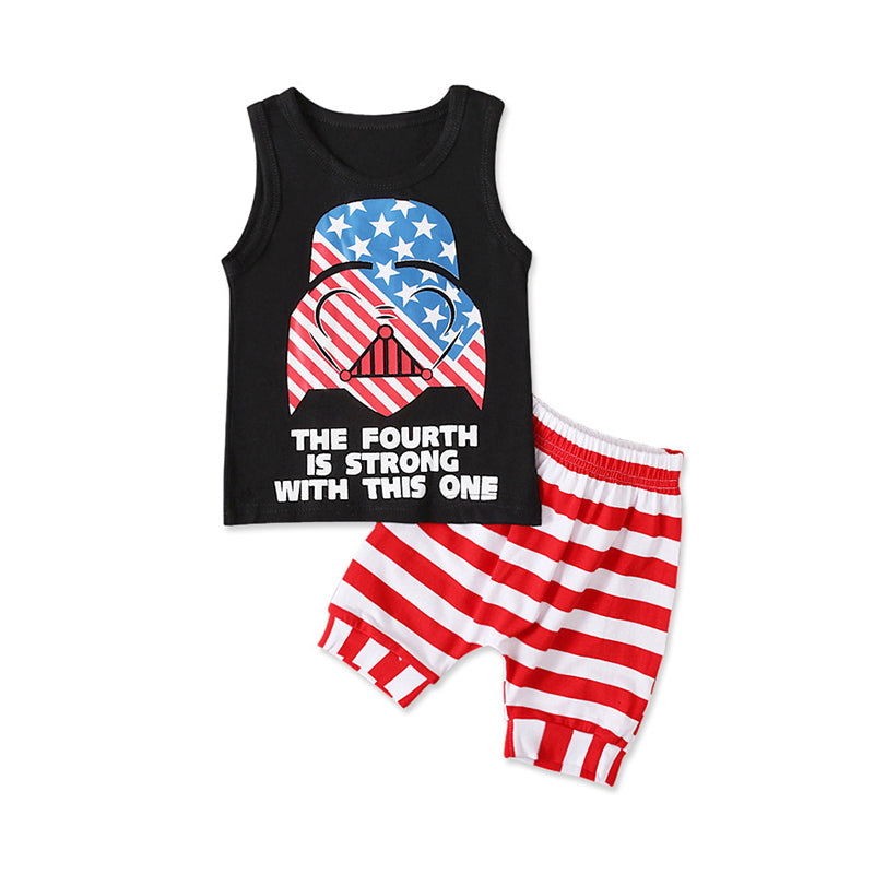 2-Piece Baby Boy 4th of July Set The Fourth Is Strong With This One Tank Top And Stripe Shorts  Wholesale 06902397