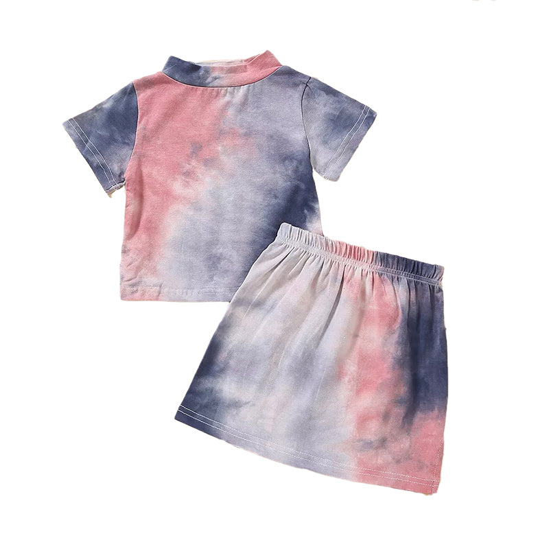 2-Piece Kid Girl Tie-dye Set Top With Skirt Wholesale 18163059