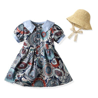 Load image into Gallery viewer, 2 Pieces Set Baby Kid Girls Solid Color Print Hats And Dresses Wholesale 204611983
