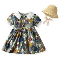 Load image into Gallery viewer, 2 Pieces Set Baby Kid Girls Solid Color Print Hats And Dresses Wholesale 204611983
