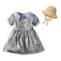 Load image into Gallery viewer, 2 Pieces Set Baby Kid Girls Solid Color Print Hats And Dresses Wholesale 204611983
