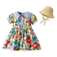 Load image into Gallery viewer, 2 Pieces Set Baby Kid Girls Solid Color Print Hats And Dresses Wholesale 204611983
