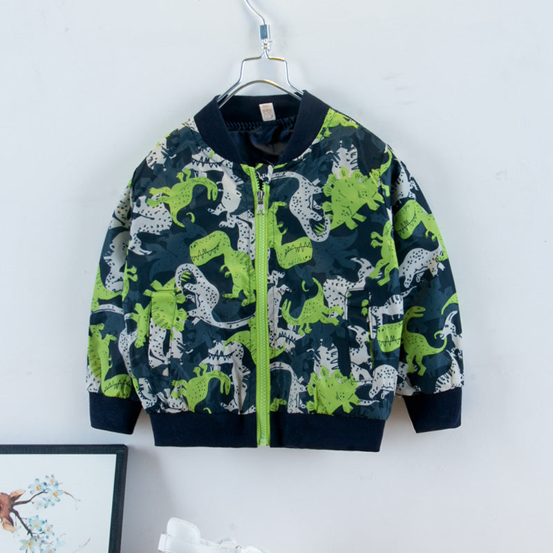 Children's camouflage cartoon print long-sleeved cardigan jacket Wholesale 32255349