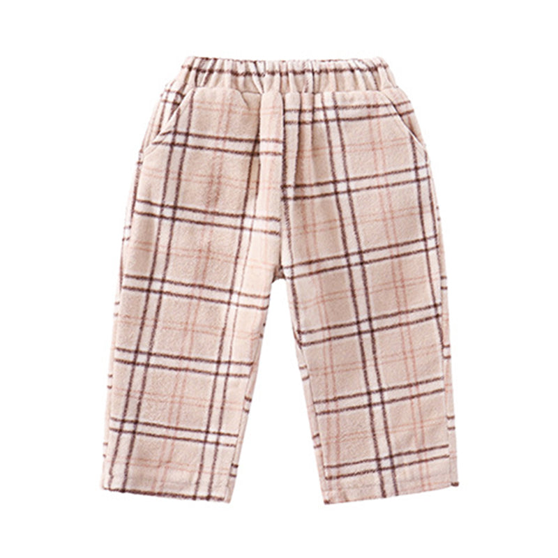 Baby Kid Girls Color-blocking Checked Pants Wholesale 20688973