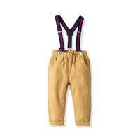 Load image into Gallery viewer, 2 Pieces Set Baby Kid Boys Birthday Party Checked Bow Shirts And Solid Color Jumpsuits Wholesale 21110902
