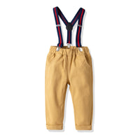 Load image into Gallery viewer, 2 Pieces Set Baby Kid Boys Birthday Party Checked Bow Shirts And Solid Color Jumpsuits Wholesale 21110902
