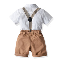 Load image into Gallery viewer, 2 Pieces Set Baby Kid Boys Birthday Party Checked Bow Shirts And Solid Color Rompers Wholesale 21110904
