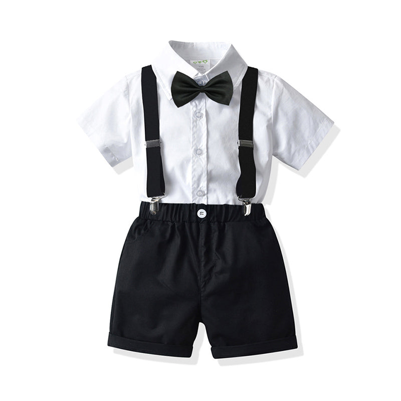 2 Pieces Set Baby Kid Boys Birthday Party Bow Shirts And Solid Color Rompers Wholesale 21110910