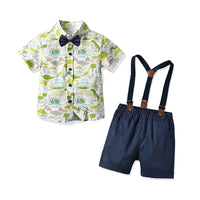 Load image into Gallery viewer, 2 Pieces Set Baby Kid Boys Dinosaur Animals Cartoon Print Shirts And Solid Color Rompers Wholesale 211109115
