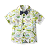 Load image into Gallery viewer, 2 Pieces Set Baby Kid Boys Dinosaur Animals Cartoon Print Shirts And Solid Color Rompers Wholesale 211109115
