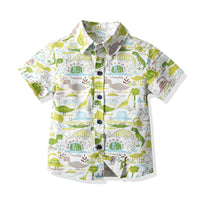 Load image into Gallery viewer, 2 Pieces Set Baby Kid Boys Dinosaur Animals Cartoon Print Shirts And Solid Color Rompers Wholesale 211109115
