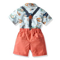 Load image into Gallery viewer, 2 Pieces Set Baby Kid Boys Animals Cartoon Print Shirts And Solid Color Rompers Wholesale 211109119
