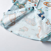 Load image into Gallery viewer, 2 Pieces Set Baby Kid Boys Animals Cartoon Print Shirts And Solid Color Rompers Wholesale 211109119
