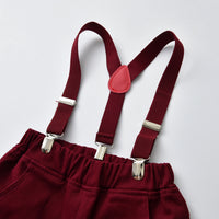 Load image into Gallery viewer, 2 Pieces Set Baby Kid Boys Birthday Party Checked Bow Shirts And Solid Color Jumpsuits Wholesale 211109122
