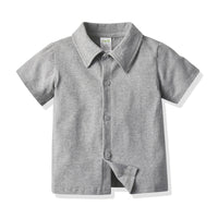 Load image into Gallery viewer, 2 Pieces Set Baby Kid Boys Solid Color Bow Polo Shirts And Striped Rompers Wholesale 211109123
