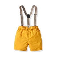 Load image into Gallery viewer, 2 Pieces Set Baby Kid Boys Solid Color Bow Polo Shirts And Striped Rompers Wholesale 211109123
