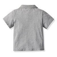 Load image into Gallery viewer, 2 Pieces Set Baby Kid Boys Solid Color Bow Polo Shirts And Striped Rompers Wholesale 211109123
