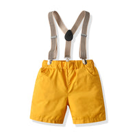 Load image into Gallery viewer, 2 Pieces Set Baby Kid Boys Solid Color Bow Polo Shirts And Striped Rompers Wholesale 211109123
