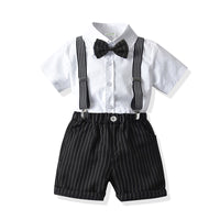 Load image into Gallery viewer, 2 Pieces Set Baby Kid Boys Dressy Solid Color Shirts And Striped Rompers Wholesale 211109126
