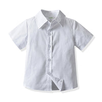 Load image into Gallery viewer, 2 Pieces Set Baby Kid Boys Dressy Solid Color Shirts And Striped Rompers Wholesale 211109126
