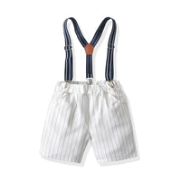 Load image into Gallery viewer, 2 Pieces Set Baby Kid Boys Dressy Solid Color Bow Shirts And Striped Rompers Wholesale 211109130
