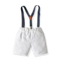 Load image into Gallery viewer, 2 Pieces Set Baby Kid Boys Dressy Solid Color Bow Shirts And Striped Rompers Wholesale 211109130
