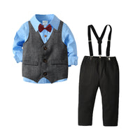 Load image into Gallery viewer, 3 Pieces Set Baby Kid Boys Dressy Solid Color Bow Shirts Jumpsuits And Vests Waistcoats Wholesale 211109135
