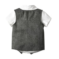 Load image into Gallery viewer, 3 Pieces Set Baby Kid Boys Dressy Solid Color Bow Shirts Jumpsuits And Vests Waistcoats Wholesale 211109135
