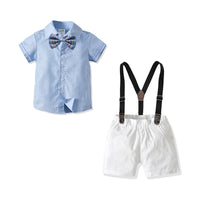 Load image into Gallery viewer, 2 Pieces Set Baby Kid Boys Dressy Solid Color Bow Shirts And Rompers Wholesale 211109136
