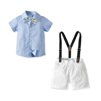 Load image into Gallery viewer, 2 Pieces Set Baby Kid Boys Dressy Solid Color Bow Shirts And Rompers Wholesale 211109136
