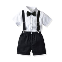 Load image into Gallery viewer, 2 Pieces Set Baby Kid Boys Dressy Solid Color Bow Shirts And Color-blocking Rompers Wholesale 211109139
