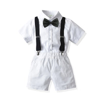 Load image into Gallery viewer, 2 Pieces Set Baby Kid Boys Dressy Solid Color Bow Shirts And Color-blocking Rompers Wholesale 211109139
