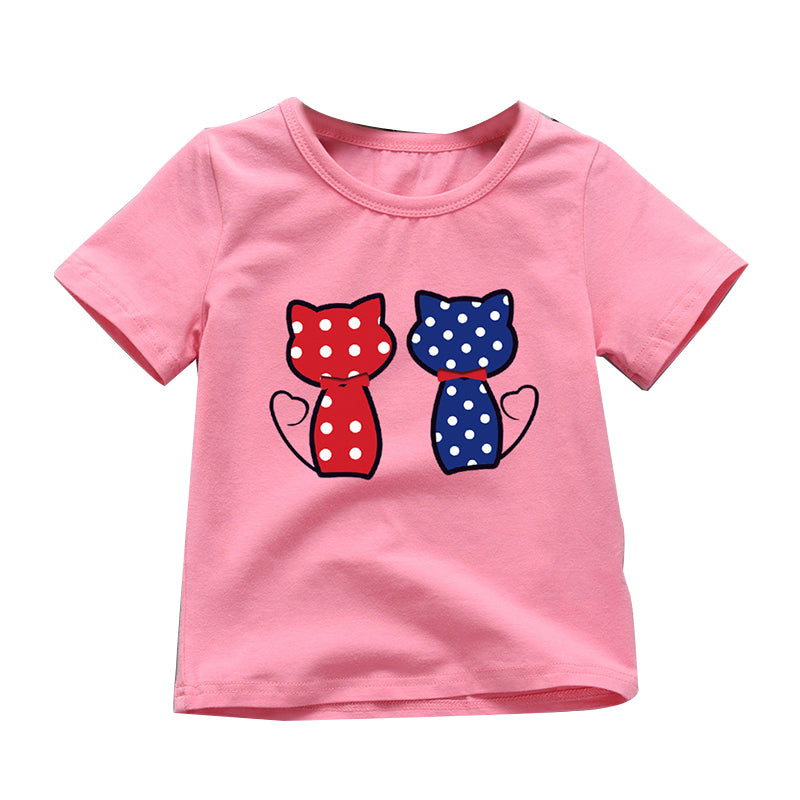 Baby Kid Girls Animals Print T-Shirts Wholesale 211109148