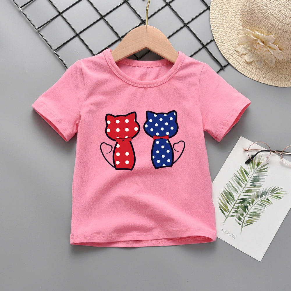 Baby Kid Girls Animals Print T-Shirts Wholesale 211109148